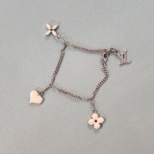 Louis Vutton Monogram Charm Bracelet Enamle Silver Tone